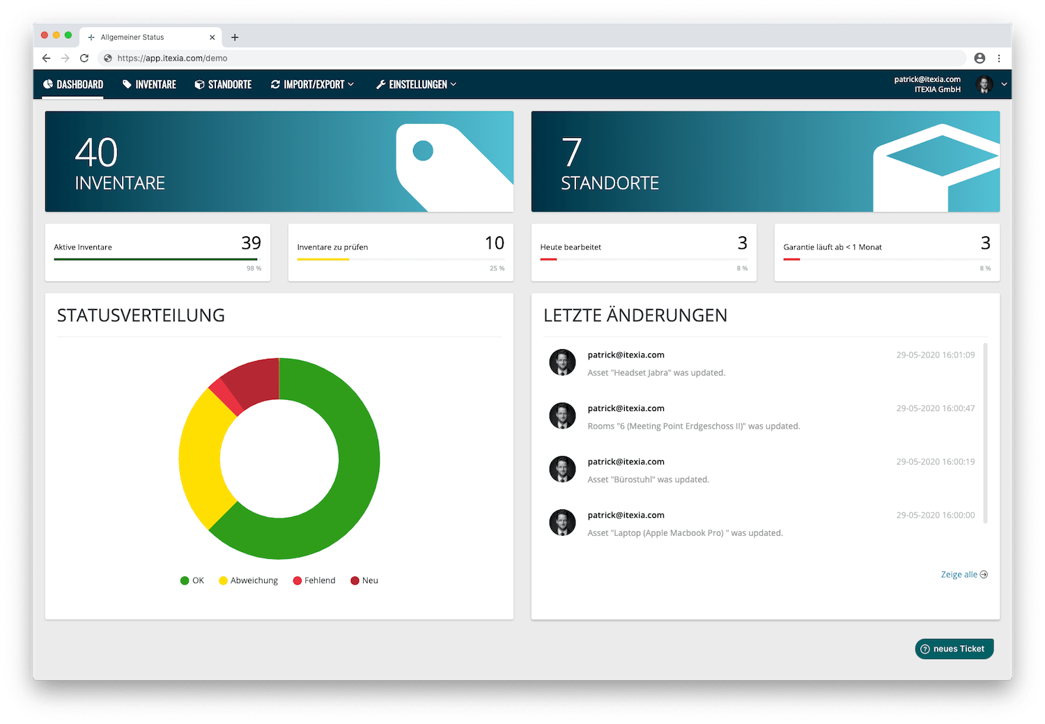 Dashboard-ITEXIA-Inventarsoftware-App