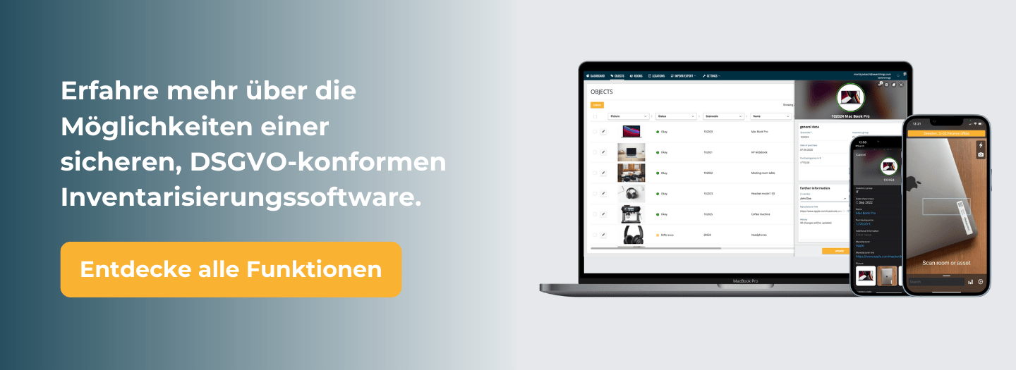 Laptop mit sicherer und DSGVO konformer Inventarisierungssoftware